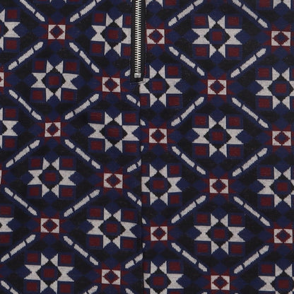 New Look Womens Blue Geometric Polyester A-Line Skirt Size 12   Zip