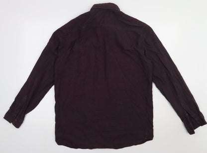 Mens UK Size L Topman Purple  Button-Up Long Sleeve Casual Shirt