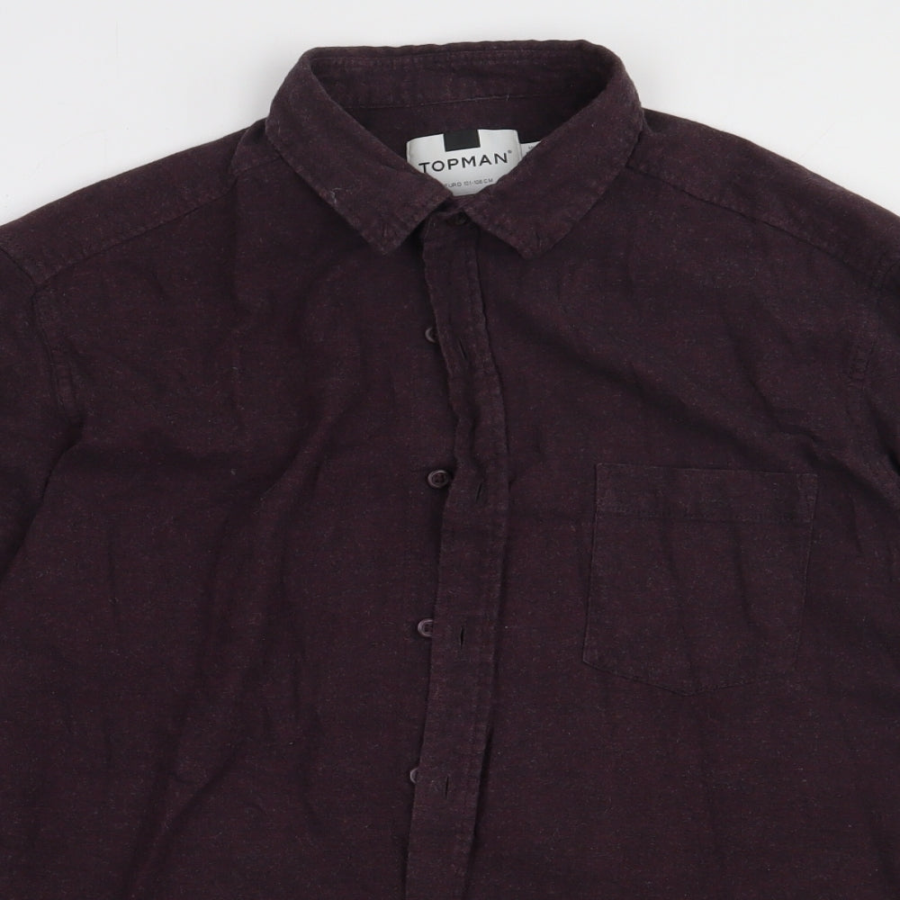 Mens UK Size L Topman Purple  Button-Up Long Sleeve Casual Shirt