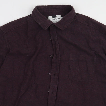 Mens UK Size L Topman Purple  Button-Up Long Sleeve Casual Shirt