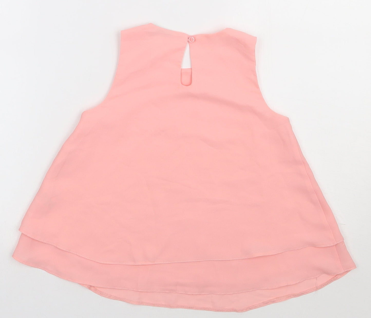 NEXT Girls Pink  Polyester Basic Tank Size 7 Years Crew Neck Pullover