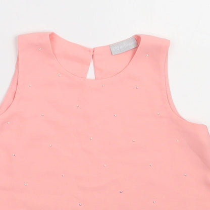 NEXT Girls Pink  Polyester Basic Tank Size 7 Years Crew Neck Pullover