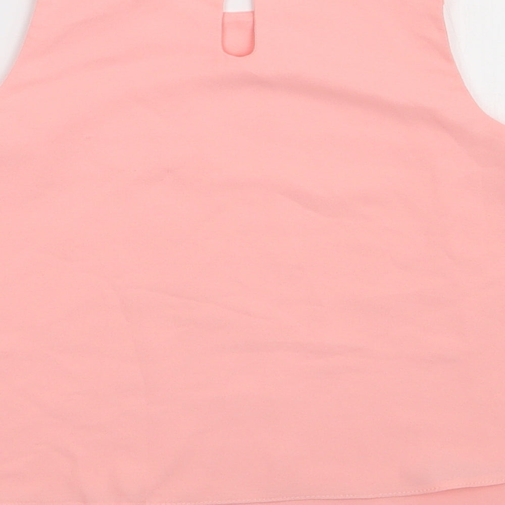 NEXT Girls Pink  Polyester Basic Tank Size 7 Years Crew Neck Pullover