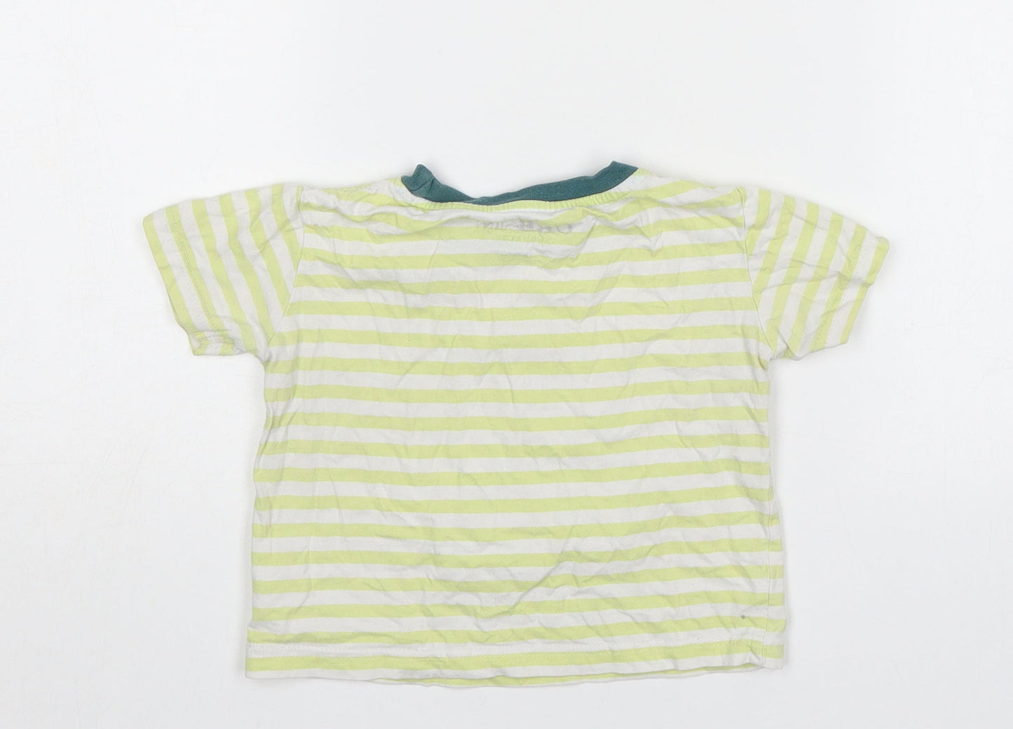 Urban Rascals Boys Green Striped Cotton Basic T-Shirt Size 12-18 Months Round Neck Pullover - Captain Trouble