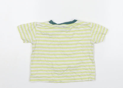 Urban Rascals Boys Green Striped Cotton Basic T-Shirt Size 12-18 Months Round Neck Pullover - Captain Trouble
