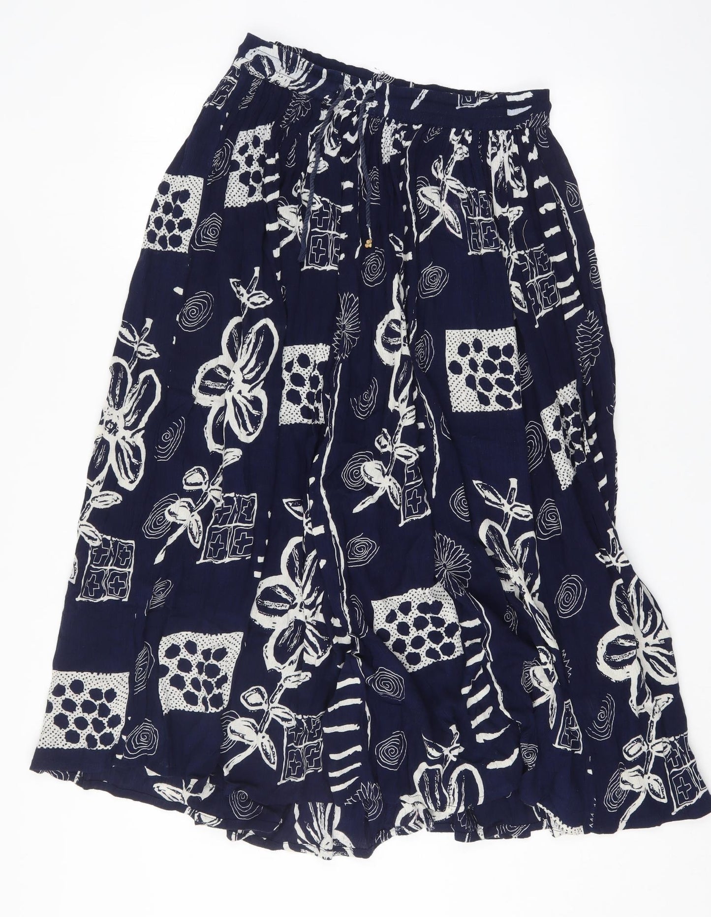 AKAL Womens Black Geometric Viscose Flare Skirt Size 34 in   Drawstring