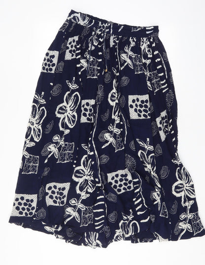 AKAL Womens Black Geometric Viscose Flare Skirt Size 34 in   Drawstring