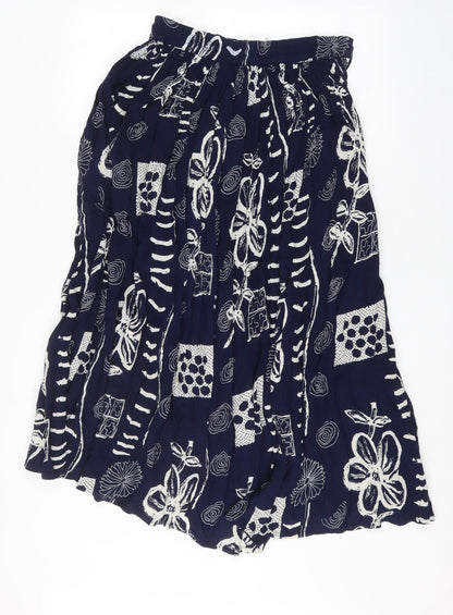 AKAL Womens Black Geometric Viscose Flare Skirt Size 34 in   Drawstring