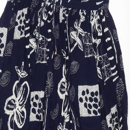 AKAL Womens Black Geometric Viscose Flare Skirt Size 34 in   Drawstring