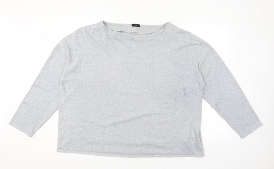 F&F Womens Grey Boat Neck  Polyester Pullover Jumper Size 22