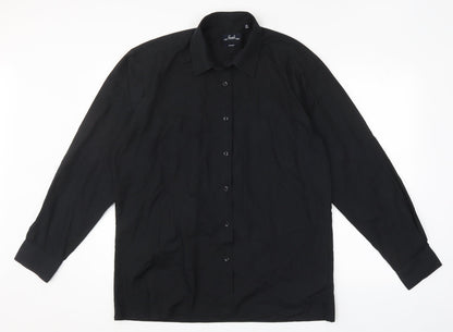 Mens UK Size 16 Premier Black  Button-Up Long Sleeve Casual Shirt