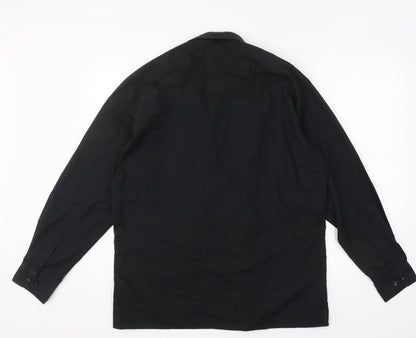 Mens UK Size 16 Premier Black  Button-Up Long Sleeve Casual Shirt