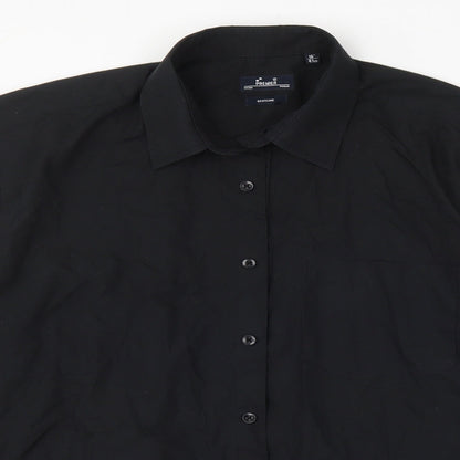 Mens UK Size 16 Premier Black  Button-Up Long Sleeve Casual Shirt