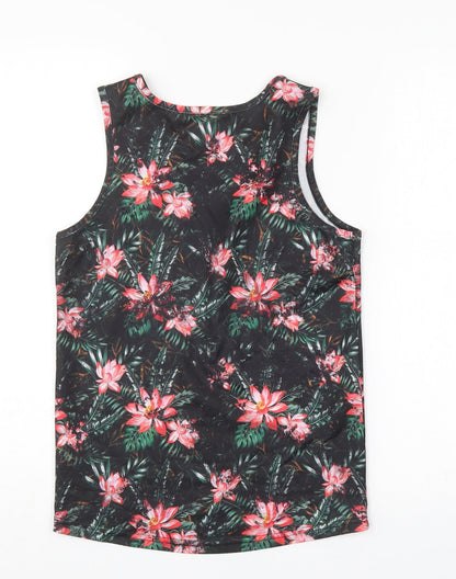 Primark Boys Green Geometric Polyester Basic Tank Size 10-11 Years Round Neck Pullover