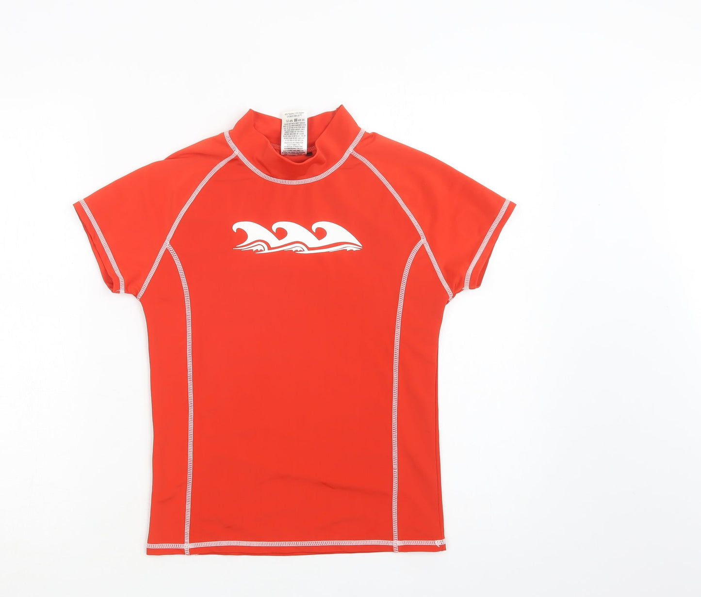Crane Girls Red  Polyester Basic T-Shirt Size 11-12 Years Mock Neck