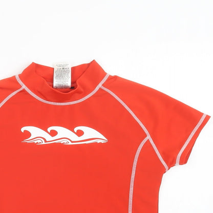 Crane Girls Red  Polyester Basic T-Shirt Size 11-12 Years Mock Neck