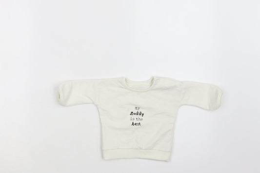 George Baby White  Polyester Pullover Jumper Size 0-3 Months  Snap - My daddy