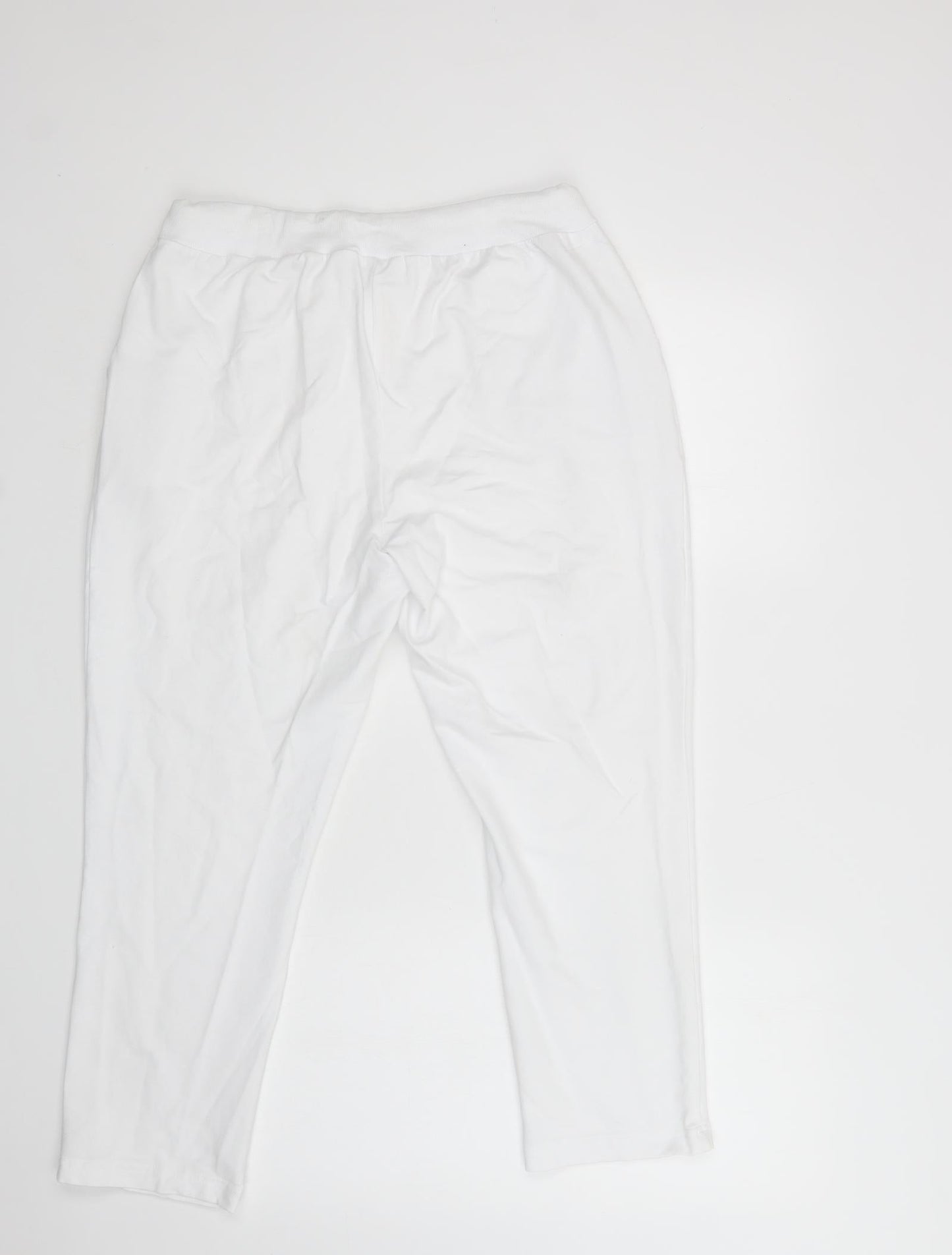 Classic Womens White  Cotton Jogger Trousers Size L L26 in Regular Drawstring