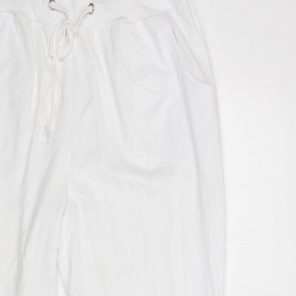 Classic Womens White  Cotton Jogger Trousers Size L L26 in Regular Drawstring
