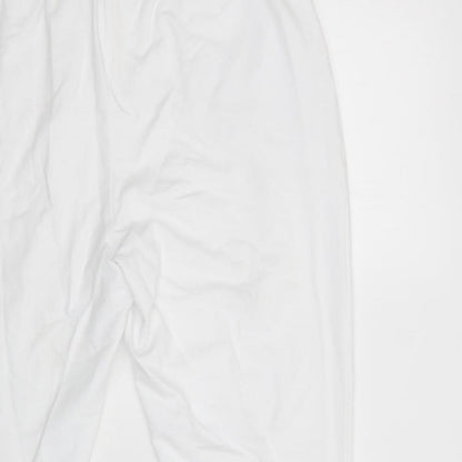 Classic Womens White  Cotton Jogger Trousers Size L L26 in Regular Drawstring