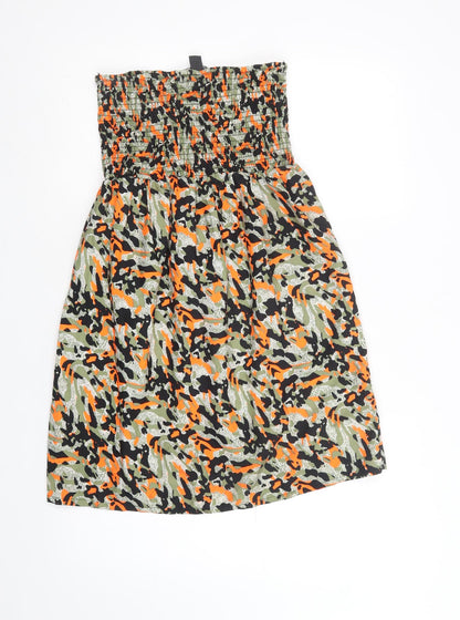 Primark Womens Green Camouflage Polyester Mini  Size XS  Off the Shoulder