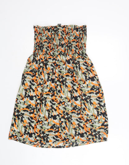 Primark Womens Green Camouflage Polyester Mini  Size XS  Off the Shoulder