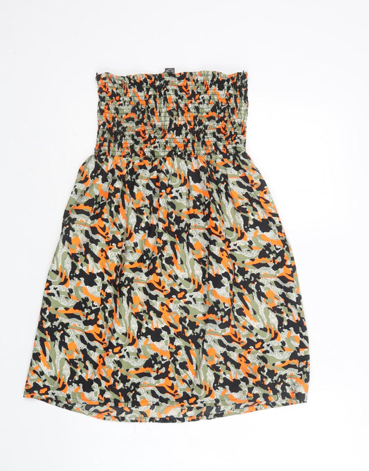 Primark Womens Green Camouflage Polyester Mini  Size XS  Off the Shoulder