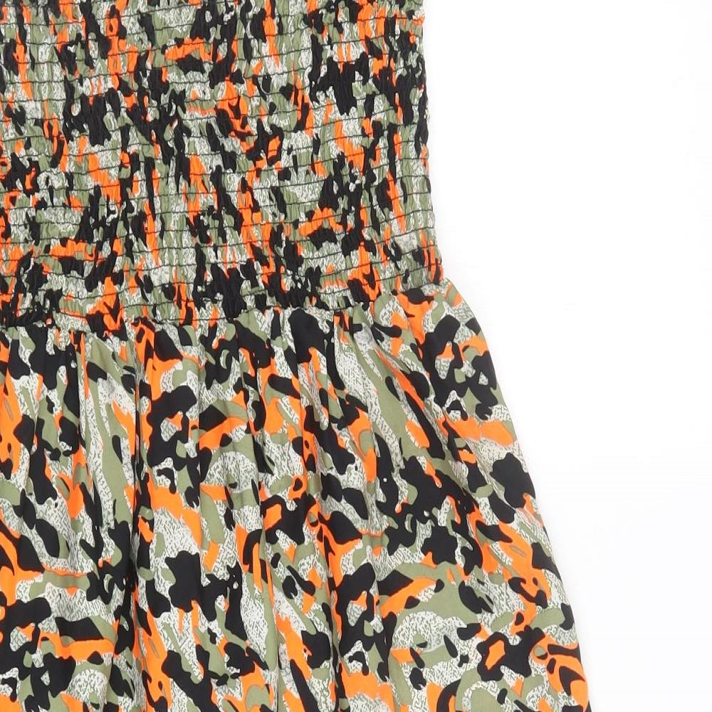 Primark Womens Green Camouflage Polyester Mini  Size XS  Off the Shoulder