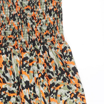 Primark Womens Green Camouflage Polyester Mini  Size XS  Off the Shoulder