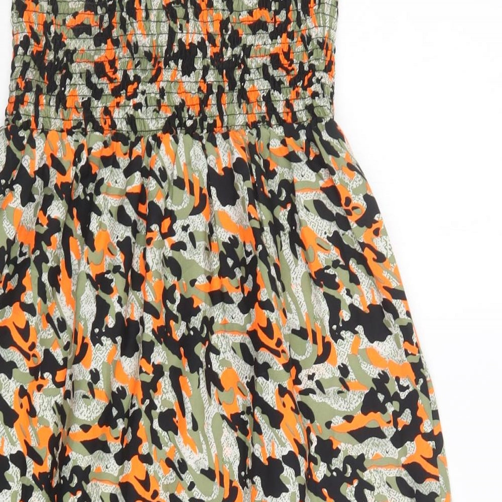 Primark Womens Green Camouflage Polyester Mini  Size XS  Off the Shoulder