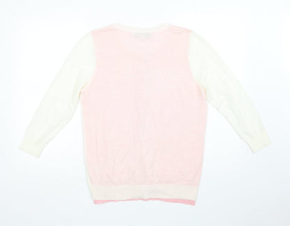 Damsel in a Dress Womens Pink Crew Neck  Acrylic Cardigan Jumper Size M