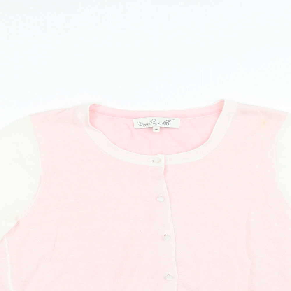 Damsel in a Dress Womens Pink Crew Neck  Acrylic Cardigan Jumper Size M