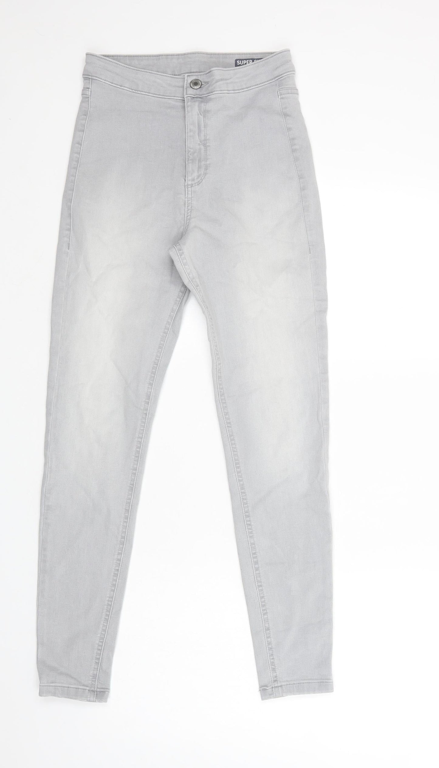 M&S Womens Grey  Cotton Skinny Jeans Size 8 L29 in Regular Button