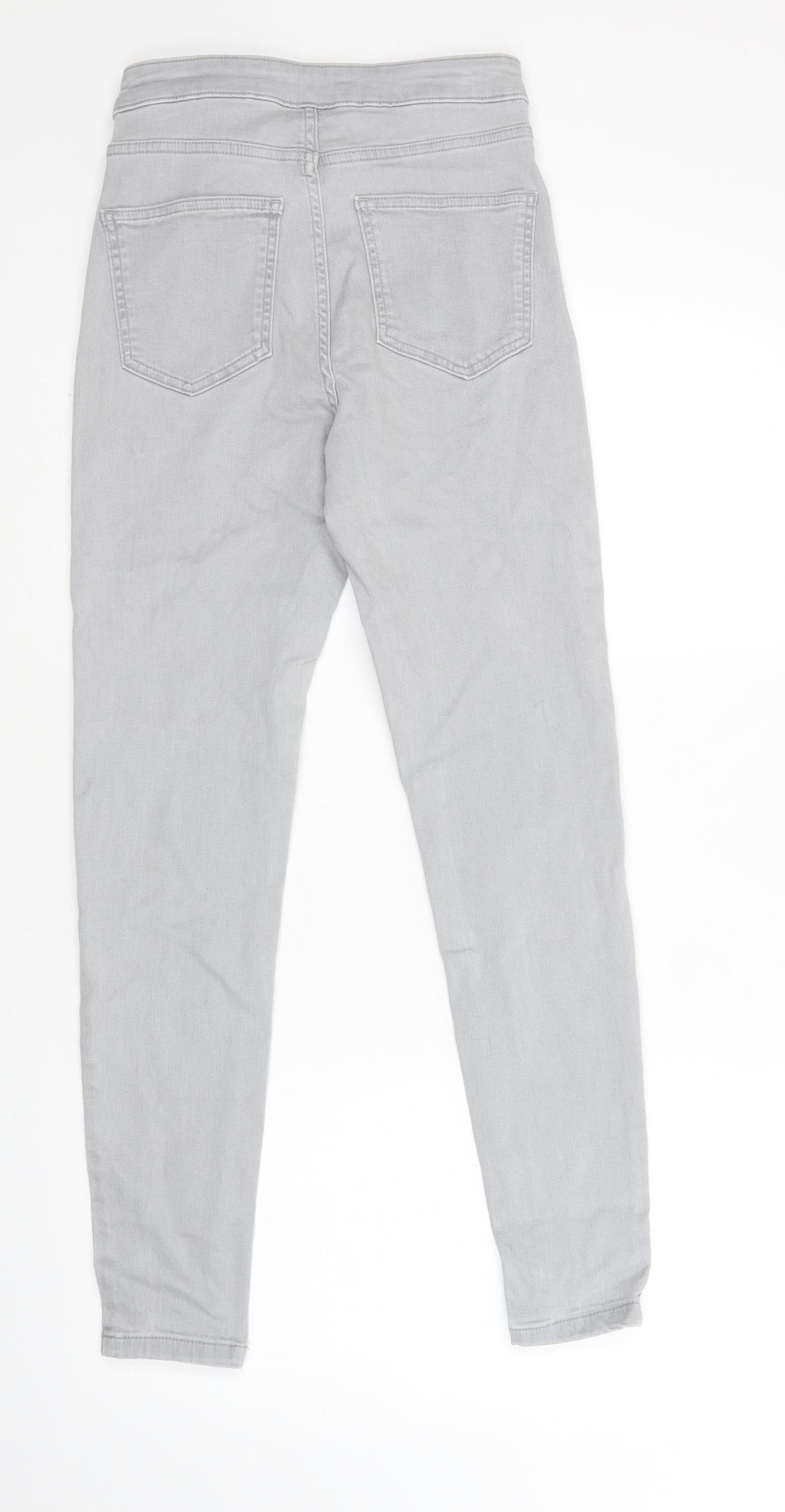 M&S Womens Grey  Cotton Skinny Jeans Size 8 L29 in Regular Button