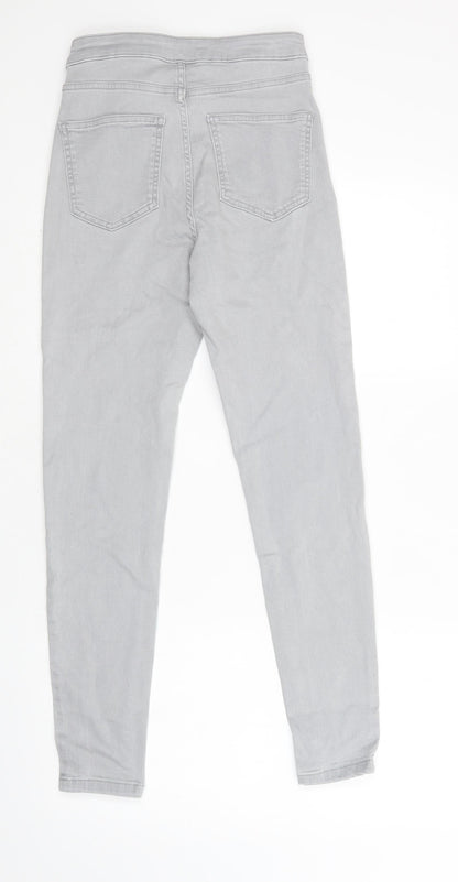 M&S Womens Grey  Cotton Skinny Jeans Size 8 L29 in Regular Button