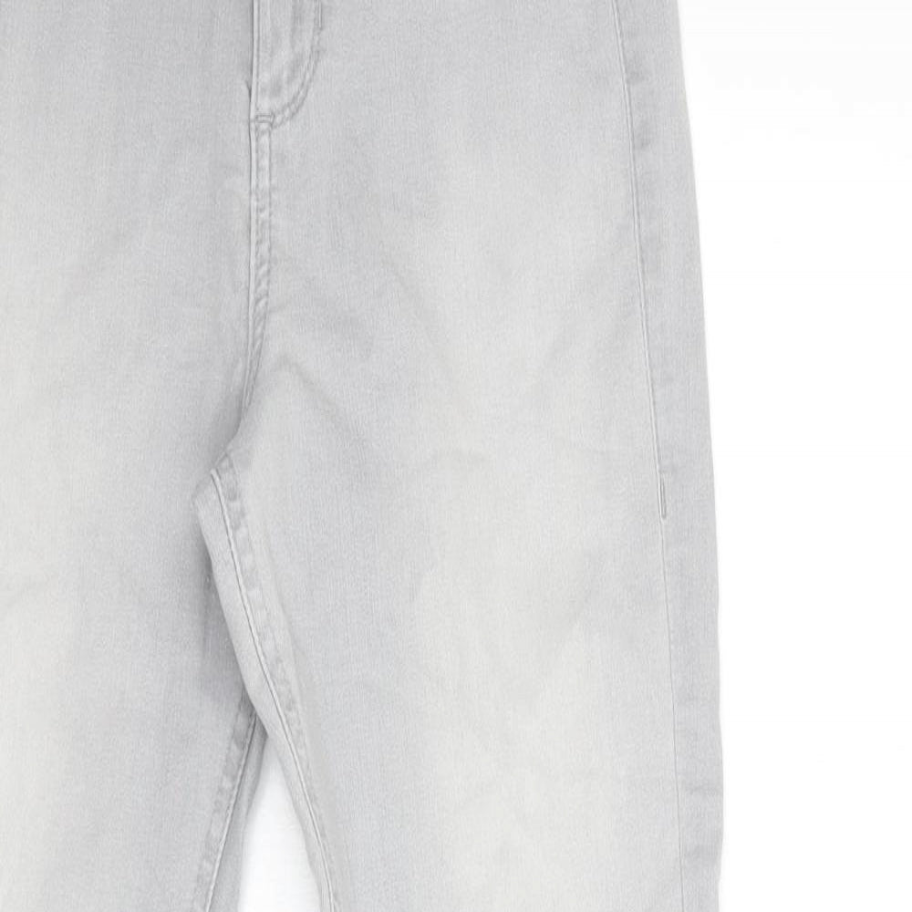 M&S Womens Grey  Cotton Skinny Jeans Size 8 L29 in Regular Button