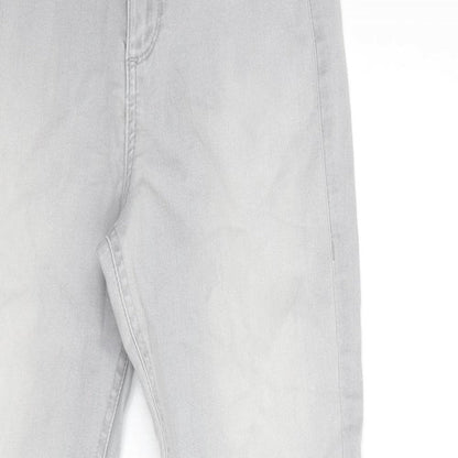 M&S Womens Grey  Cotton Skinny Jeans Size 8 L29 in Regular Button