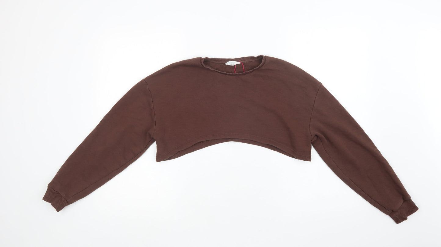 Candy Couture Girls Brown  Cotton Pullover Sweatshirt Size 15 Years   - Cropped