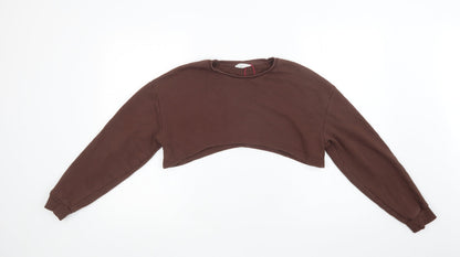 Candy Couture Girls Brown  Cotton Pullover Sweatshirt Size 15 Years   - Cropped