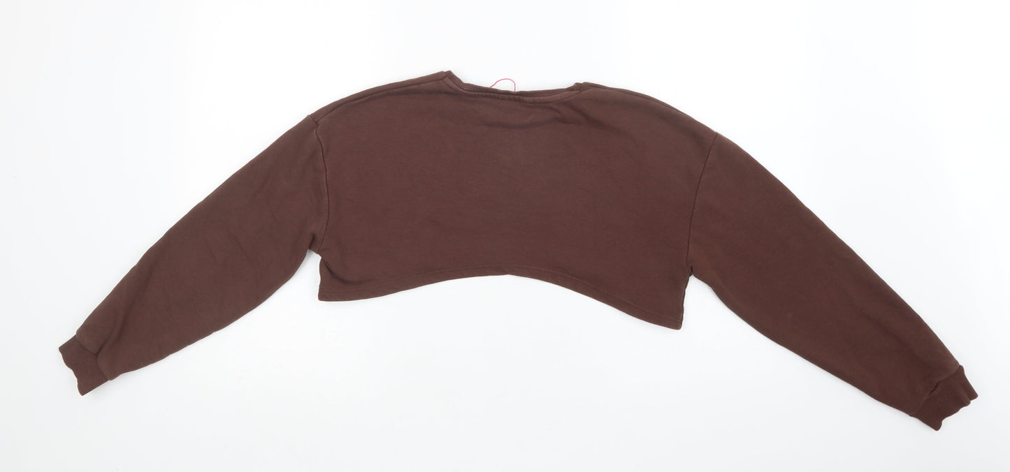 Candy Couture Girls Brown  Cotton Pullover Sweatshirt Size 15 Years   - Cropped