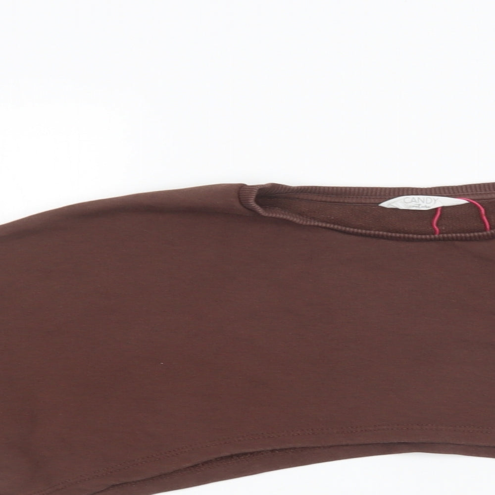 Candy Couture Girls Brown  Cotton Pullover Sweatshirt Size 15 Years   - Cropped