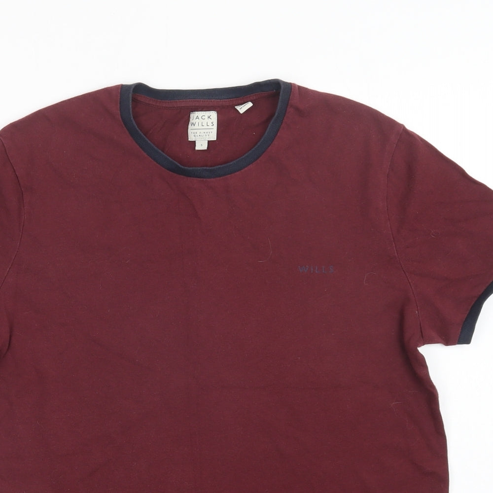 Jack Wills` Mens Purple  Cotton  T-Shirt Size S Crew Neck