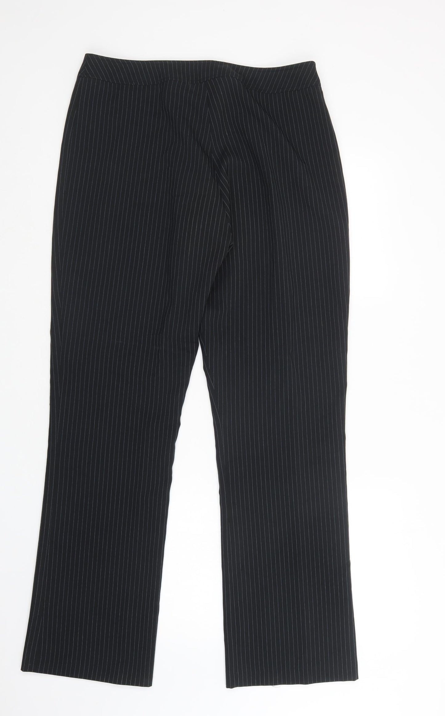 AMARANTO Womens Black Striped Polyester Dress Pants Trousers Size 16 L31 in Regular Button