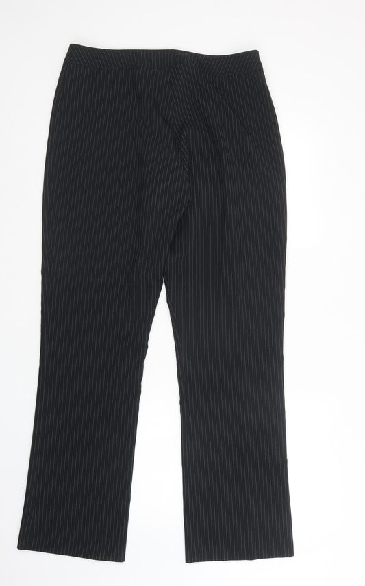 AMARANTO Womens Black Striped Polyester Dress Pants Trousers Size 16 L31 in Regular Button