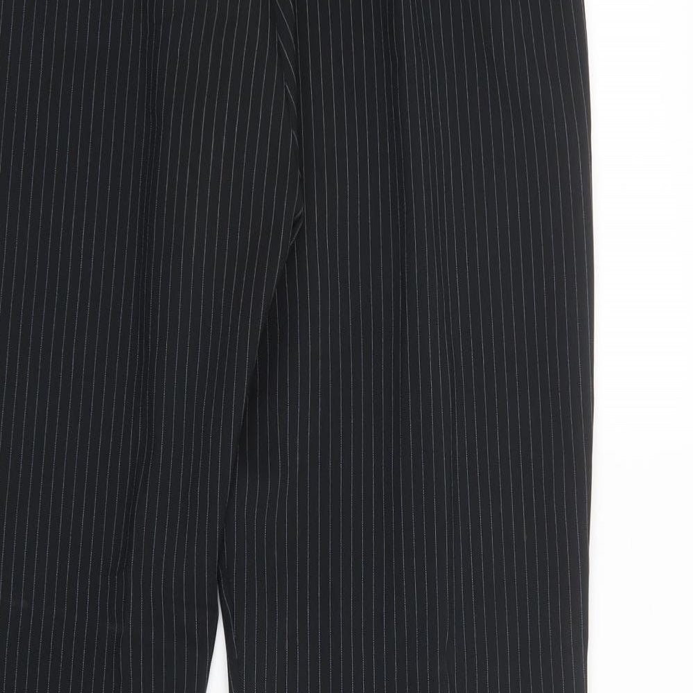 AMARANTO Womens Black Striped Polyester Dress Pants Trousers Size 16 L31 in Regular Button