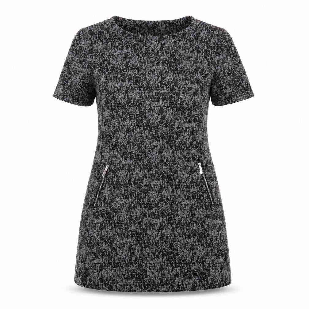 Front view of Papaya women’s grey polyacrylate fibre mini, size UK 12, round neck