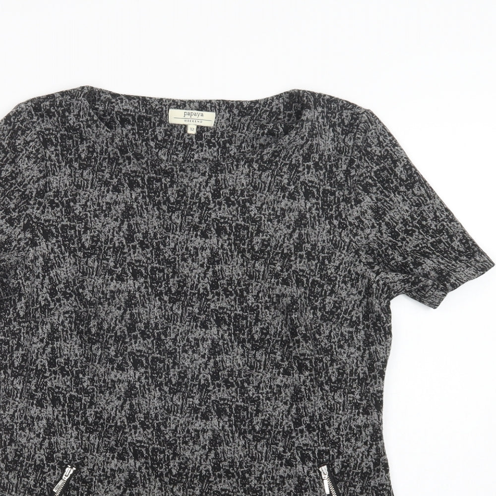 Papaya Womens Grey  Polyacrylate Fibre Mini  Size 12  Round Neck