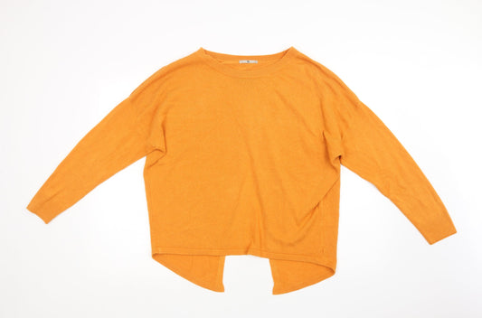 TU Womens Orange Crew Neck  Acrylic Pullover Jumper Size 12