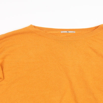 TU Womens Orange Crew Neck  Acrylic Pullover Jumper Size 12