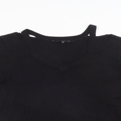 F&F Womens Black V-Neck  Acrylic Pullover Jumper Size 12